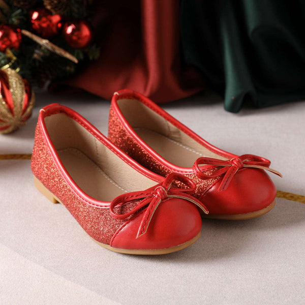 Bow Decor Red Glitter Flats for Mom and Me - 20484044