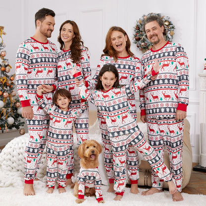 Christmas All Over Reindeer Print Family Matching Long-sleeve Pajamas Sets (Flame Resistant) - 20108092