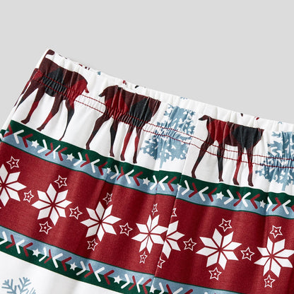 Christmas Allover Reindeer and Snowflake Print Family Matching Pajamas Sets (Flame Resistant) - 20713976