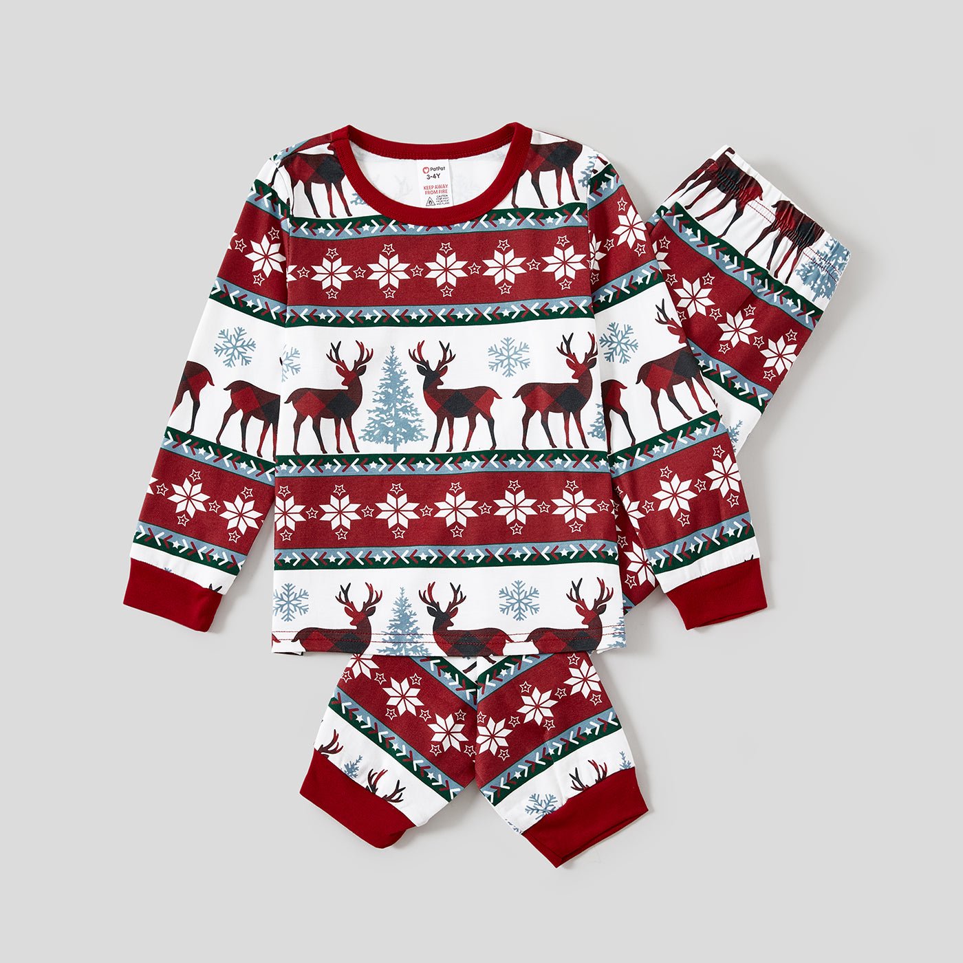 Christmas Allover Reindeer and Snowflake Print Family Matching Pajamas Sets (Flame Resistant) - 20713976