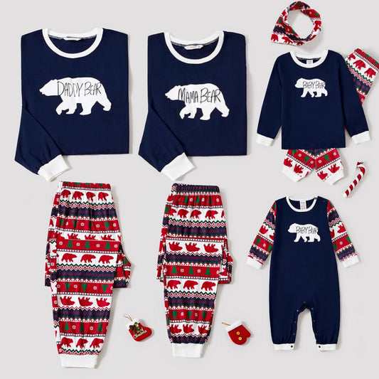 Christmas Bear Print Family Matching Pajamas Sets (Flame Resistant) - 20719203