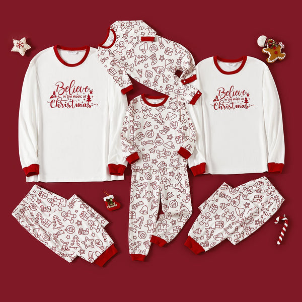 Christmas Cute Cartoon Gingerbread Man Print Family Matching Pajamas Sets (Flame Resistant) - 20708751