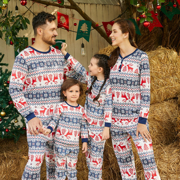 Christmas Family Matching Allover Print Long-sleeve Pajamas Sets (Flame Resistant) - 20499490