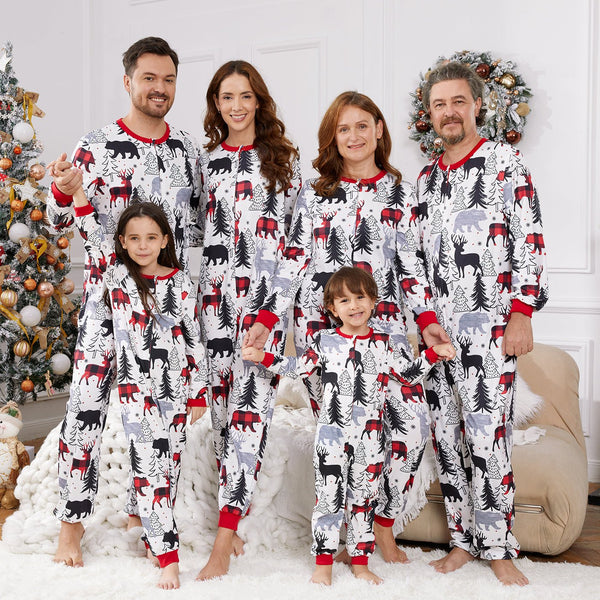 Christmas Family Matching Allover Print Long-sleeve Zipper Onesies Pajamas (Flame Resistant) - 20522323