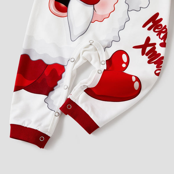Christmas Family Matching Color-block Santa Print Long-sleeve Tops - 20719514