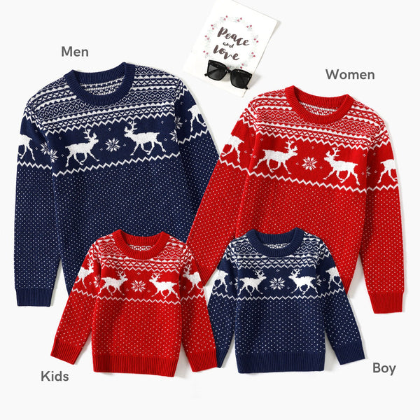 Christmas Family Matching Deer Graphic Long-sleeve Knitted Sweater - 20501899