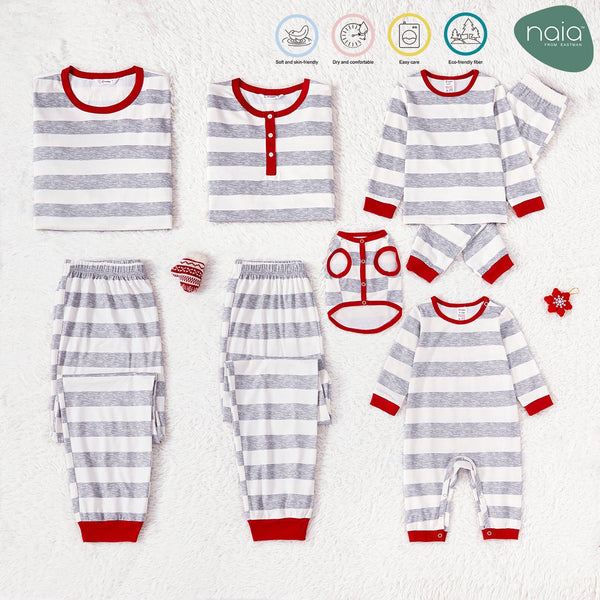 Christmas Family Matching Grey Striped Long-sleeve Naia? Pajamas Sets (Flame Resistant) - 20528352