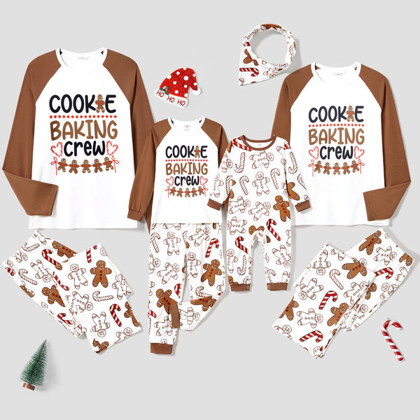 Christmas Family Matching Letter and Gingerbread Man Print Long-sleeve Pajamas Sets (Flame Resistant) - 20716740