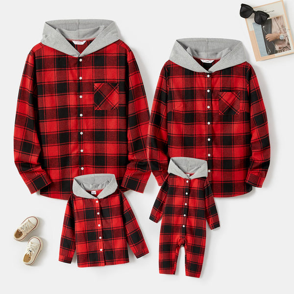 Christmas Family Matching Plaid Hooded Top - 20697879