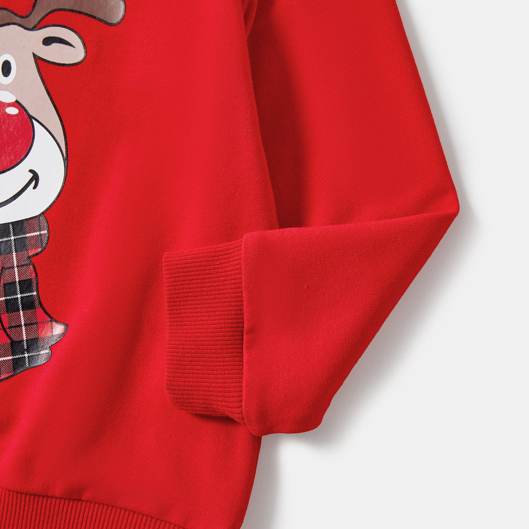 Christmas Family Matching Reindeer Print Red Tops - 20711066
