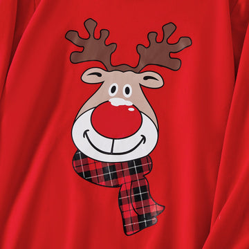 Christmas Family Matching Reindeer Print Red Tops - 20711066