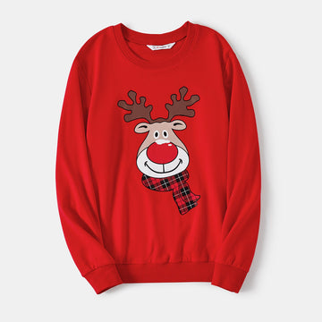 Christmas Family Matching Reindeer Print Red Tops - 20711066