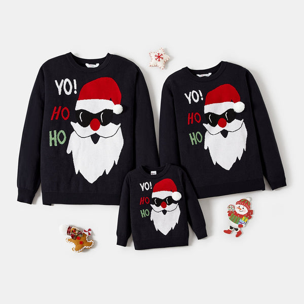 Christmas Family Matching Santa Print Crewneck Long-sleeve Sweatshirts - 20705403