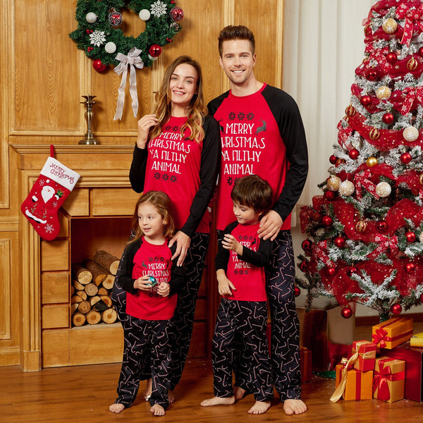 Christmas Letter Print Family Matching Pajamas Sets - 19656360