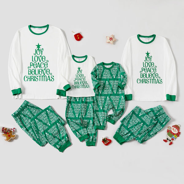Christmas Letter Tree Print Family Matching Pajamas Sets (Flame Resistant) - 20719595