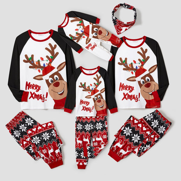 Christmas Reindeer Print Family Matching Pajamas Sets (Flame Resistant) - 20714148