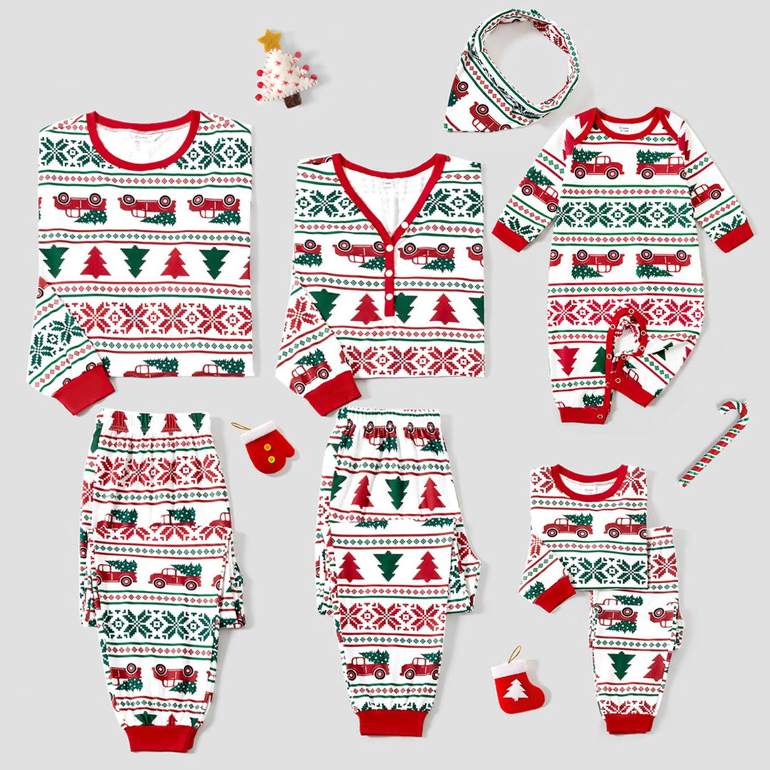 Christmas Tree and Trunk Print Family Matching Pajamas Sets (Flame Resistant)a - 20718386