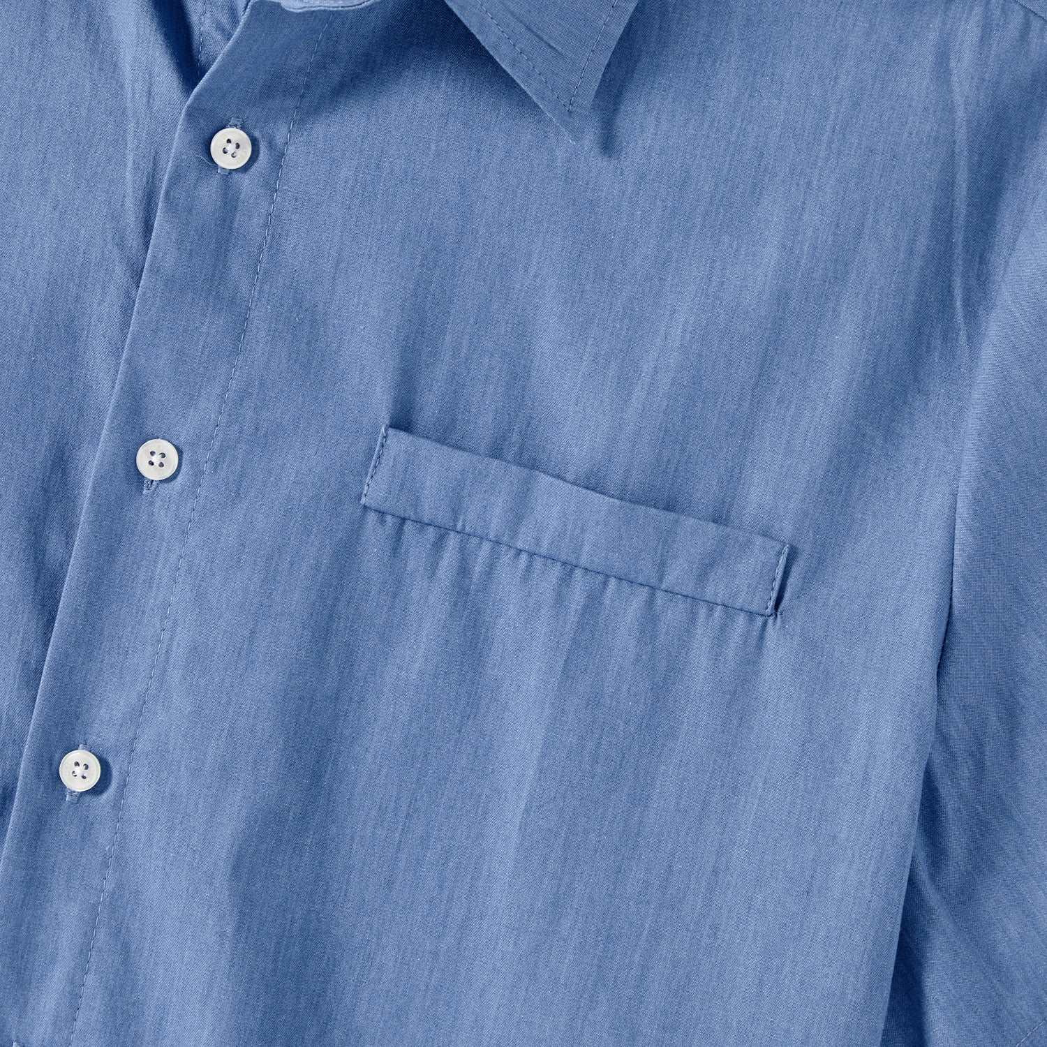 Family Matching 100% Cotton Blue Short-sleeve Shirts and Floral Print Ruffle Trim Spliced Cami Dresses Sets - 20584308