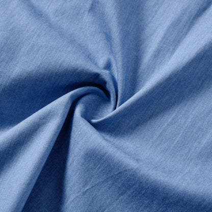 Family Matching 100% Cotton Blue Short-sleeve Shirts and Floral Print Ruffle Trim Spliced Cami Dresses Sets - 20584308
