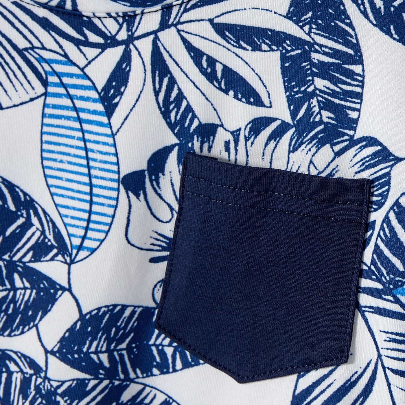 Family Matching 95% Cotton Allover Plant Print Short-sleeve Belted Spliced Dresses and T-shirts Sets - 20589512