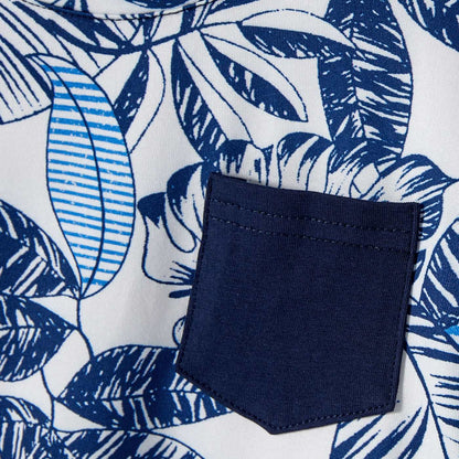 Family Matching 95% Cotton Allover Plant Print Short-sleeve Belted Spliced Dresses and T-shirts Sets - 20589512