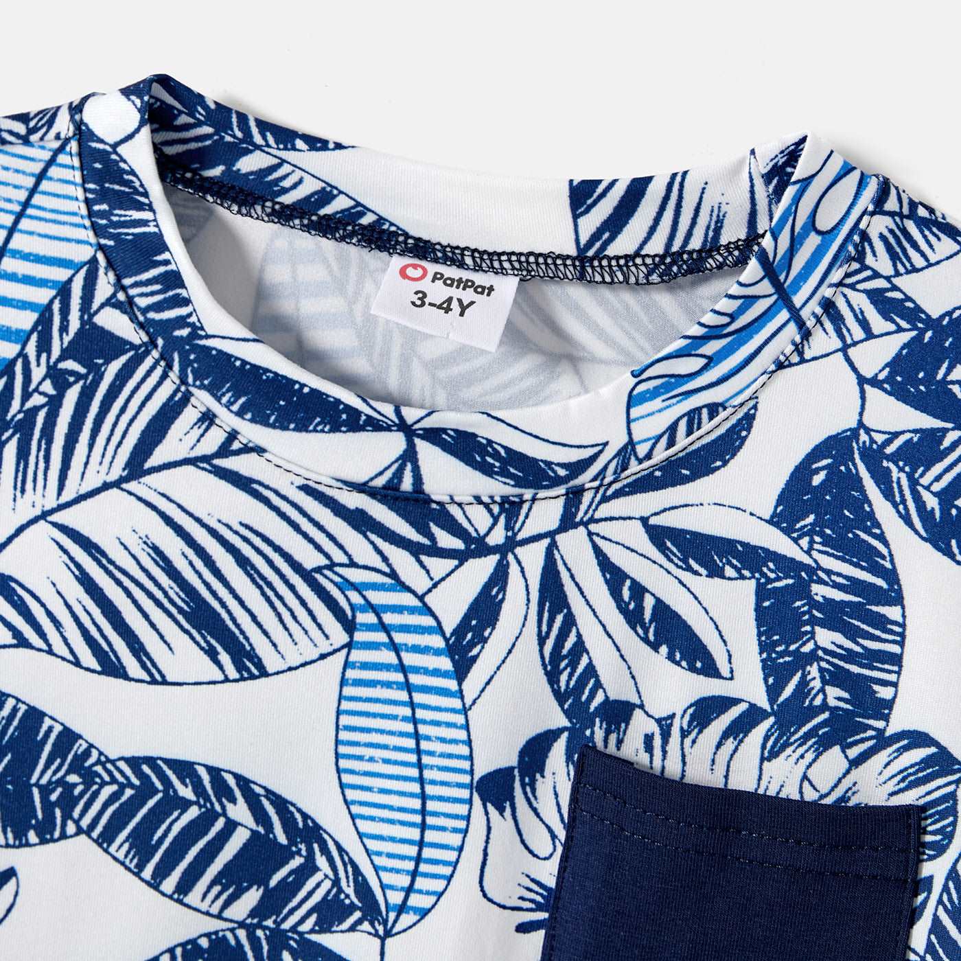 Family Matching 95% Cotton Allover Plant Print Short-sleeve Belted Spliced Dresses and T-shirts Sets - 20589512