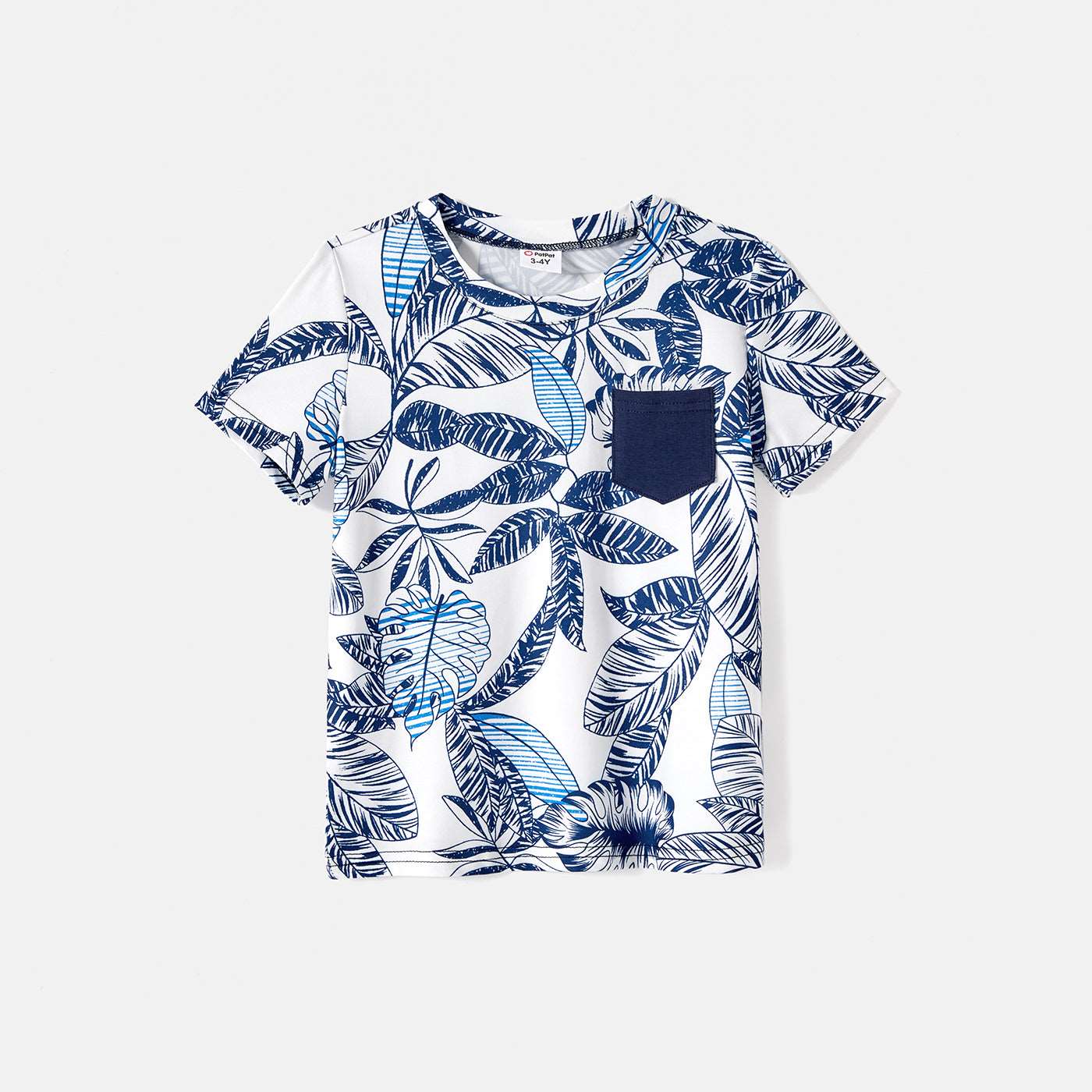 Family Matching 95% Cotton Allover Plant Print Short-sleeve Belted Spliced Dresses and T-shirts Sets - 20589512