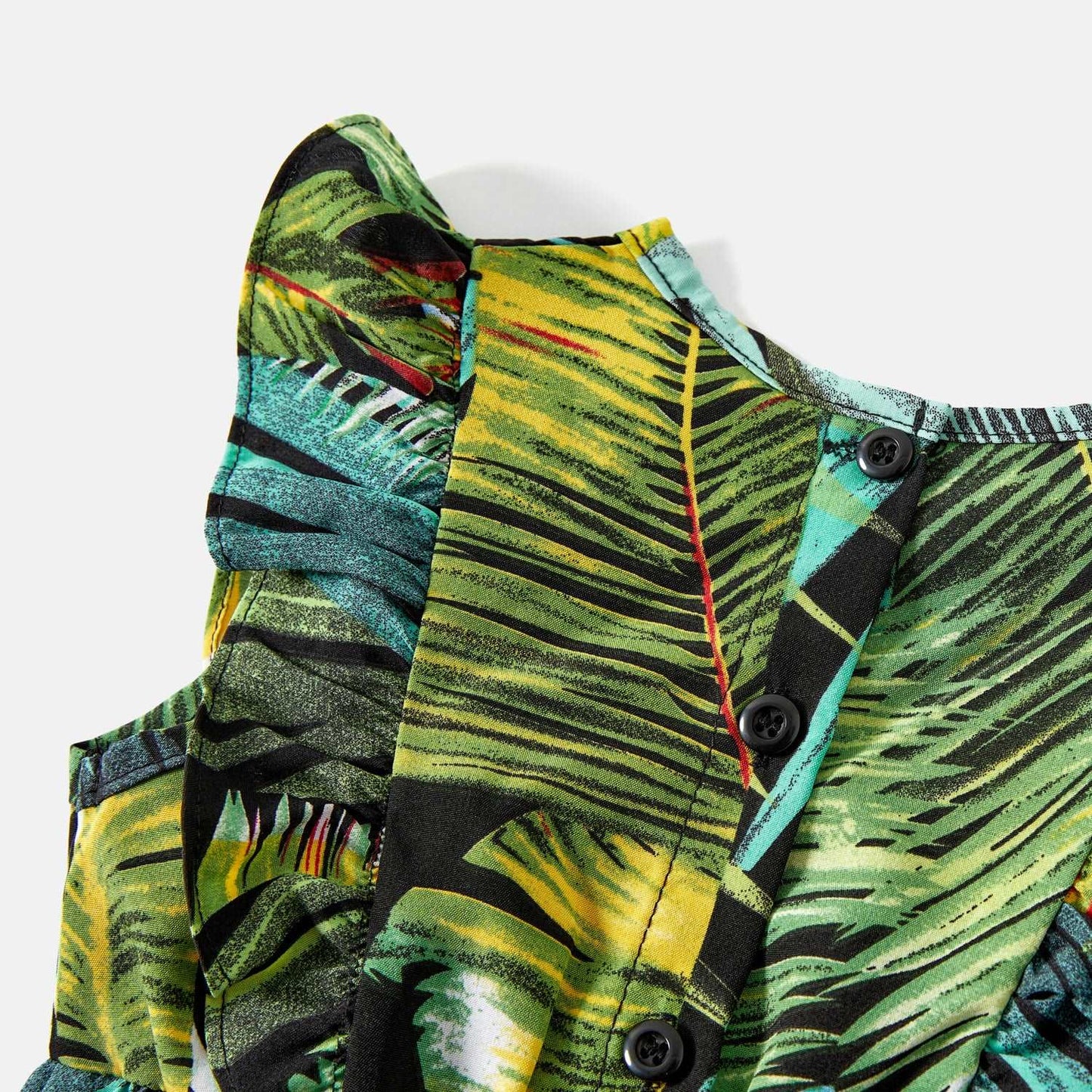 Family Matching 95% Cotton Allover Tropical Plant Print Halter Midi Dresses Short-sleeve Colorblock Tee Sets - 20597344