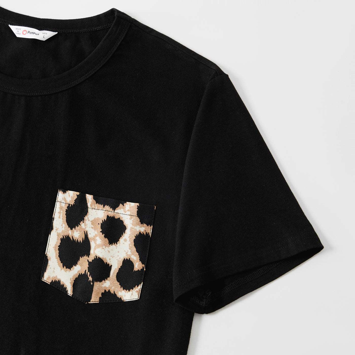 Family Matching 95% Cotton Short-sleeve T-shirts and Rib Knit Spliced Leopard Belted Cami Dresses Sets - 20460028