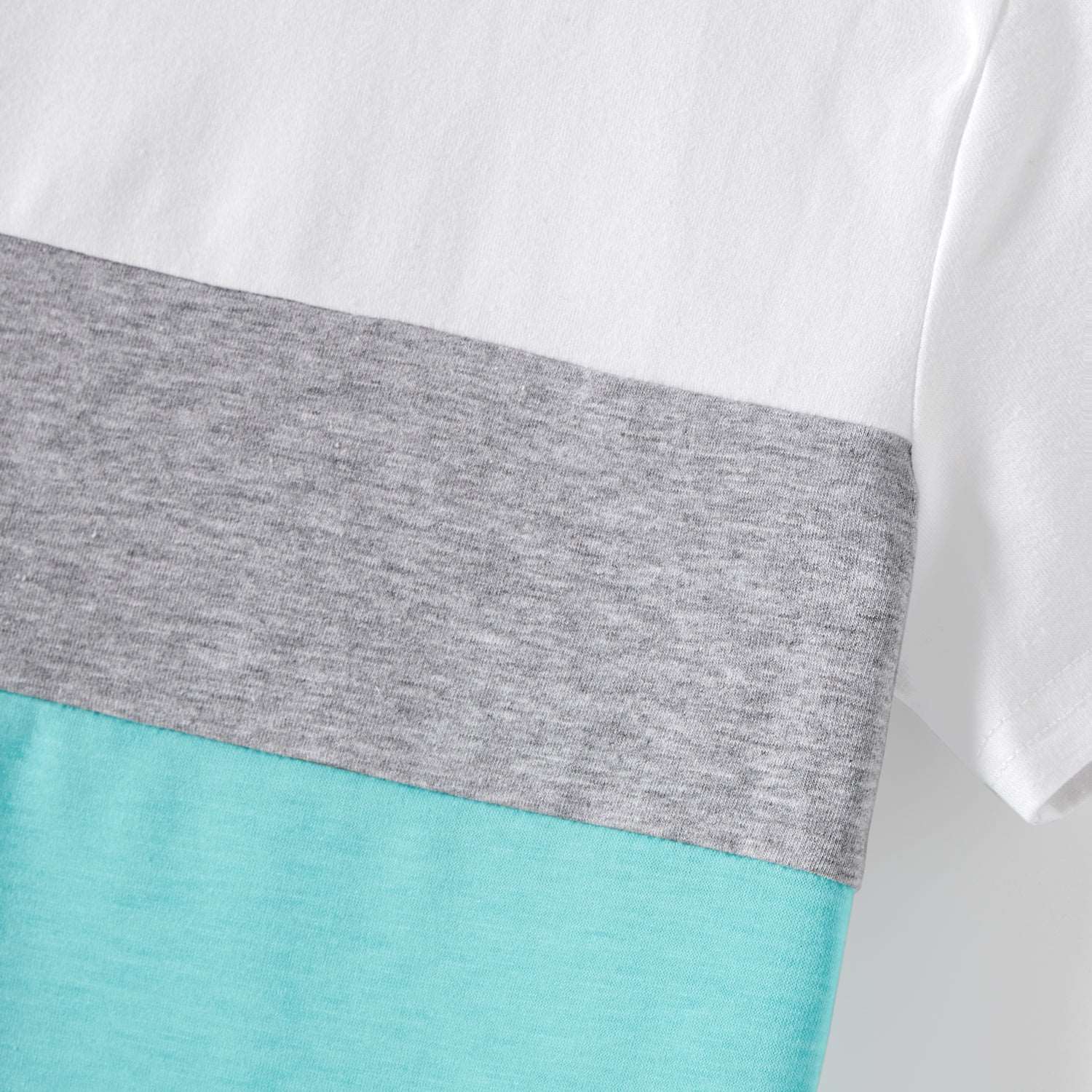 Family Matching 95% Cotton Solid V Neck Ruched Cami Dresses and Colorblock Short-sleeve Tee Sets - 20597000