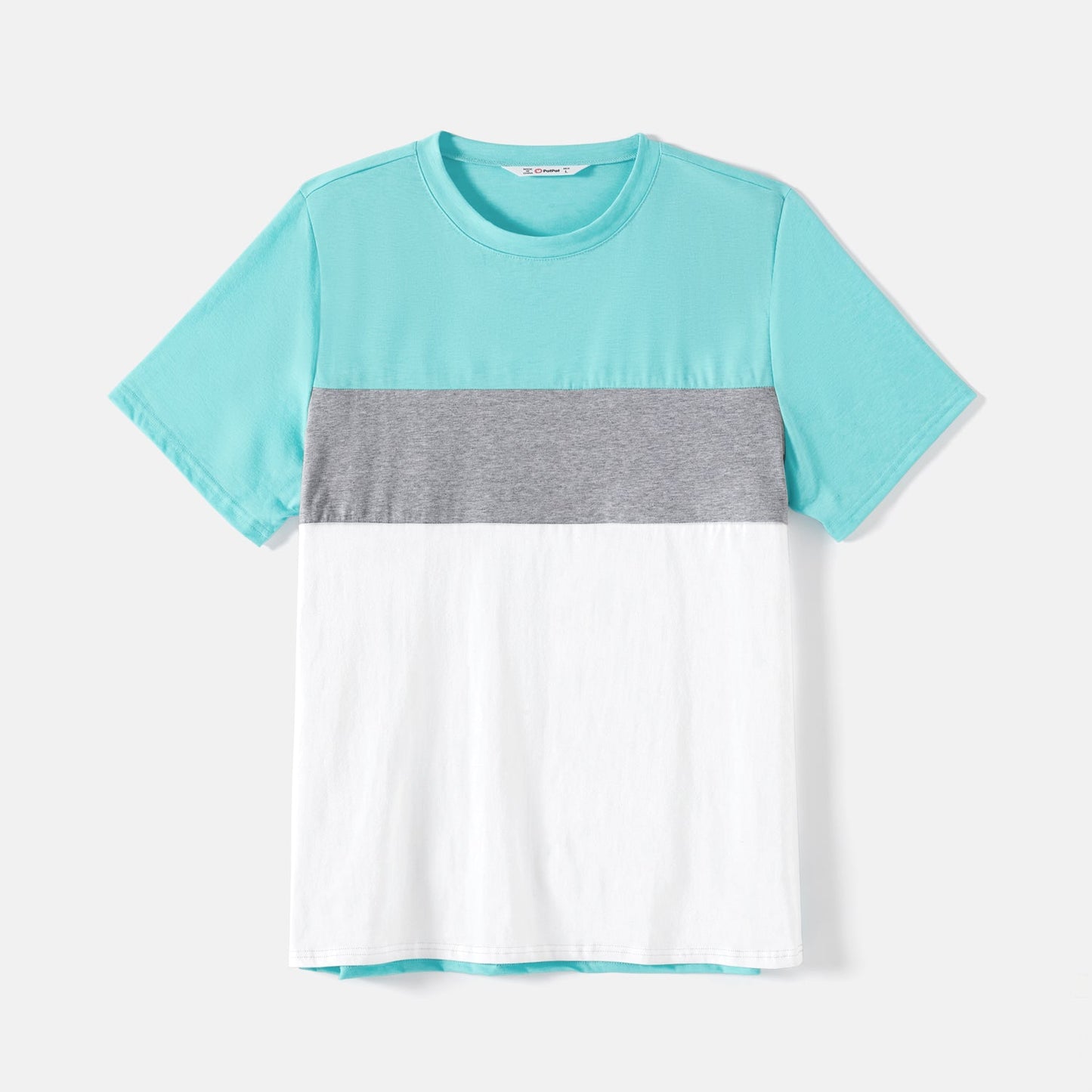 Family Matching 95% Cotton Solid V Neck Ruched Cami Dresses and Colorblock Short-sleeve Tee Sets - 20597000