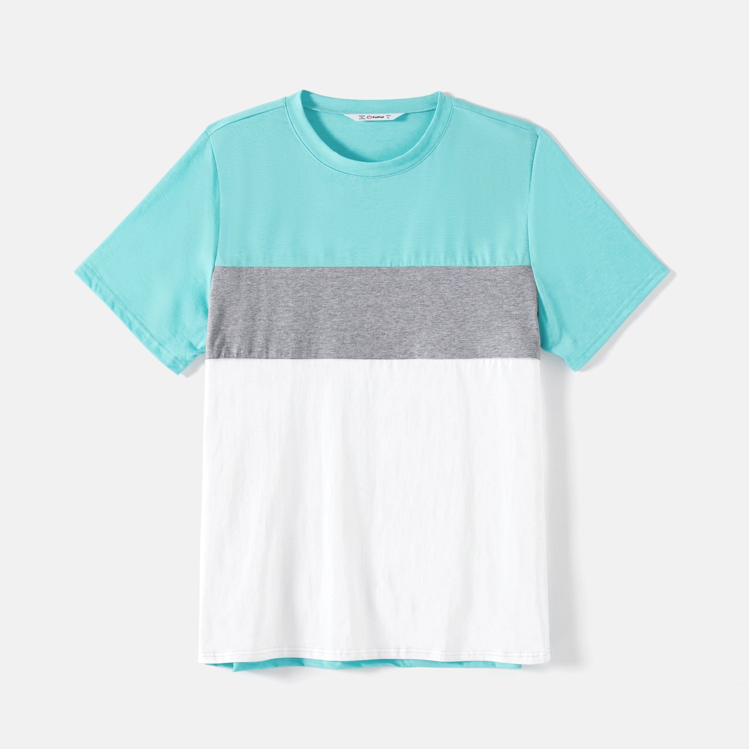 Family Matching 95% Cotton Solid V Neck Ruched Cami Dresses and Colorblock Short-sleeve Tee Sets - 20597000