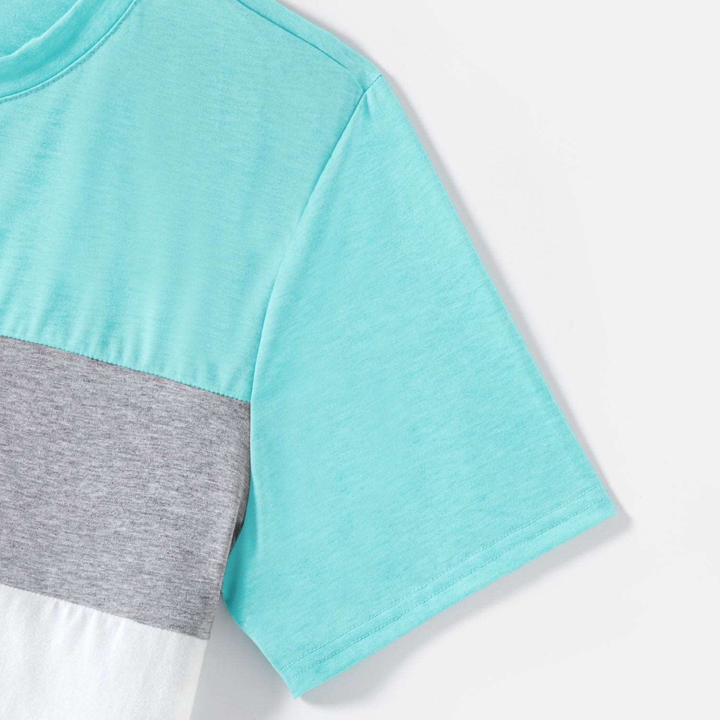 Family Matching 95% Cotton Solid V Neck Ruched Cami Dresses and Colorblock Short-sleeve Tee Sets - 20597000