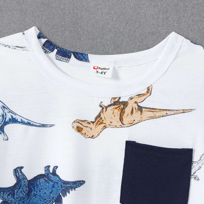 Family Matching All Over Dinosaur Print Spaghetti Strap Midi Dresses and Short-sleeve T-shirts Sets - 20368409