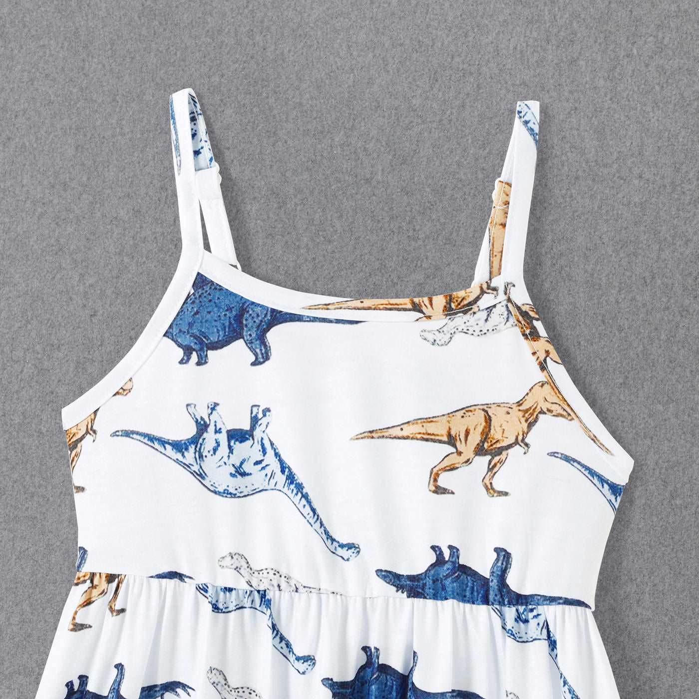 Family Matching All Over Dinosaur Print Spaghetti Strap Midi Dresses and Short-sleeve T-shirts Sets - 20368409