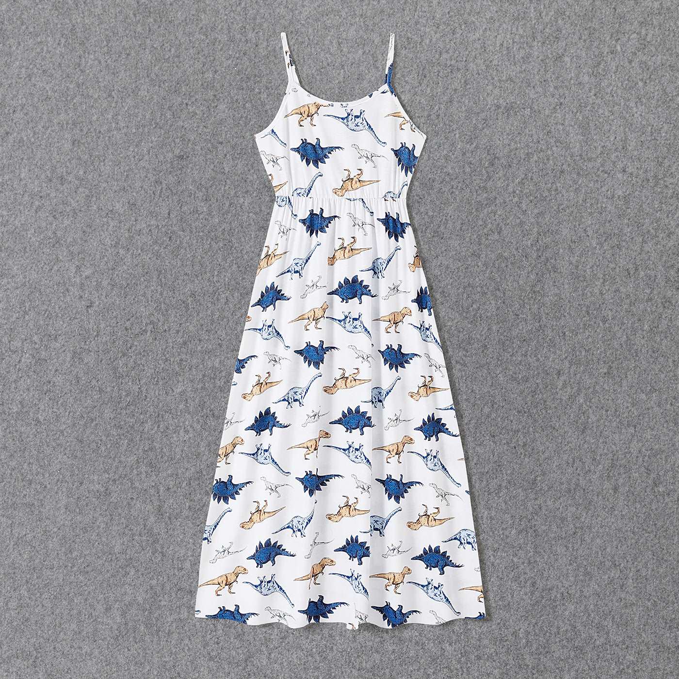 Family Matching All Over Dinosaur Print Spaghetti Strap Midi Dresses and Short-sleeve T-shirts Sets - 20368409