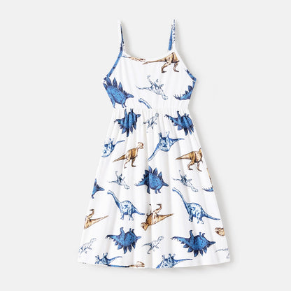 Family Matching Allover Dinosaur Print Naia? Cami Dresses and Short-sleeve T-shirts Sets - 20559173