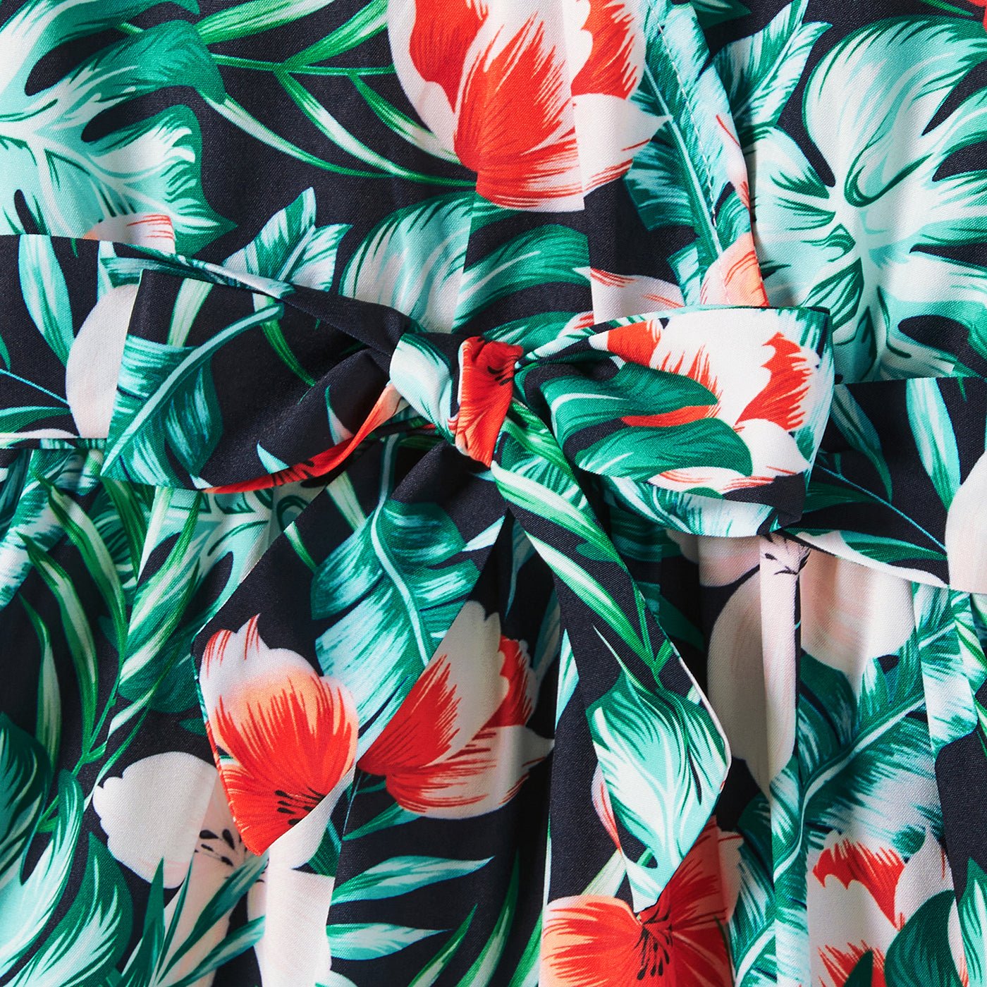 Family Matching Allover Floral Print Belted Dress and Short-sleeve Tee Sets - 20662594