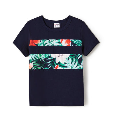 Family Matching Allover Floral Print Belted Dress and Short-sleeve Tee Sets - 20662594