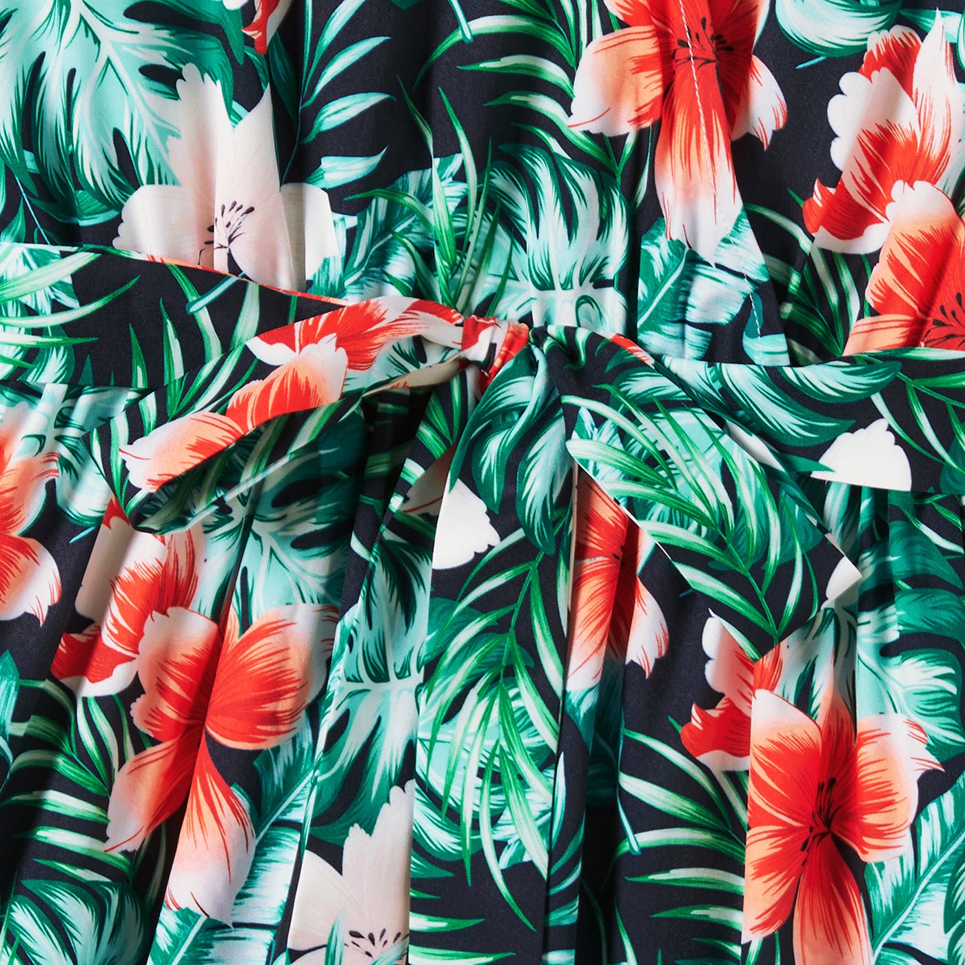 Family Matching Allover Floral Print Belted Dress and Short-sleeve Tee Sets - 20662594