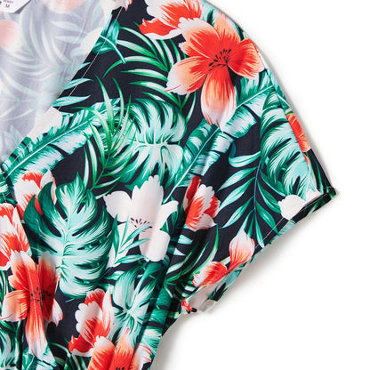 Family Matching Allover Floral Print Belted Dress and Short-sleeve Tee Sets - 20662594