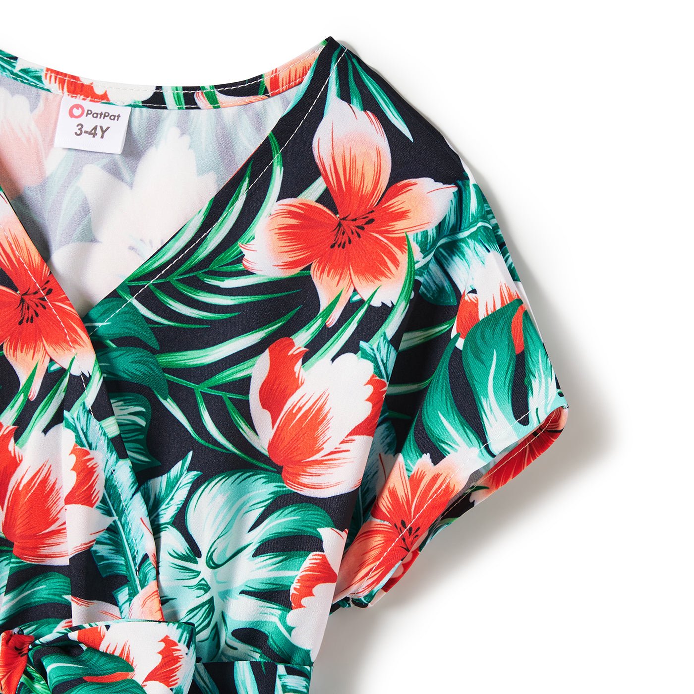 Family Matching Allover Floral Print Belted Dress and Short-sleeve Tee Sets - 20662594
