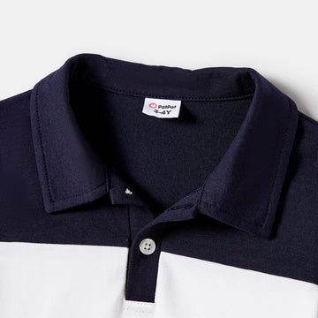 Family Matching Allover Floral Print Belted Dresses and Color Block Polo Neck T-shirts Sets - 20672430