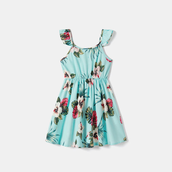 Family Matching Allover Floral Print Cami Dresses and Short-sleeve Shirts/Tops Sets - 20659035