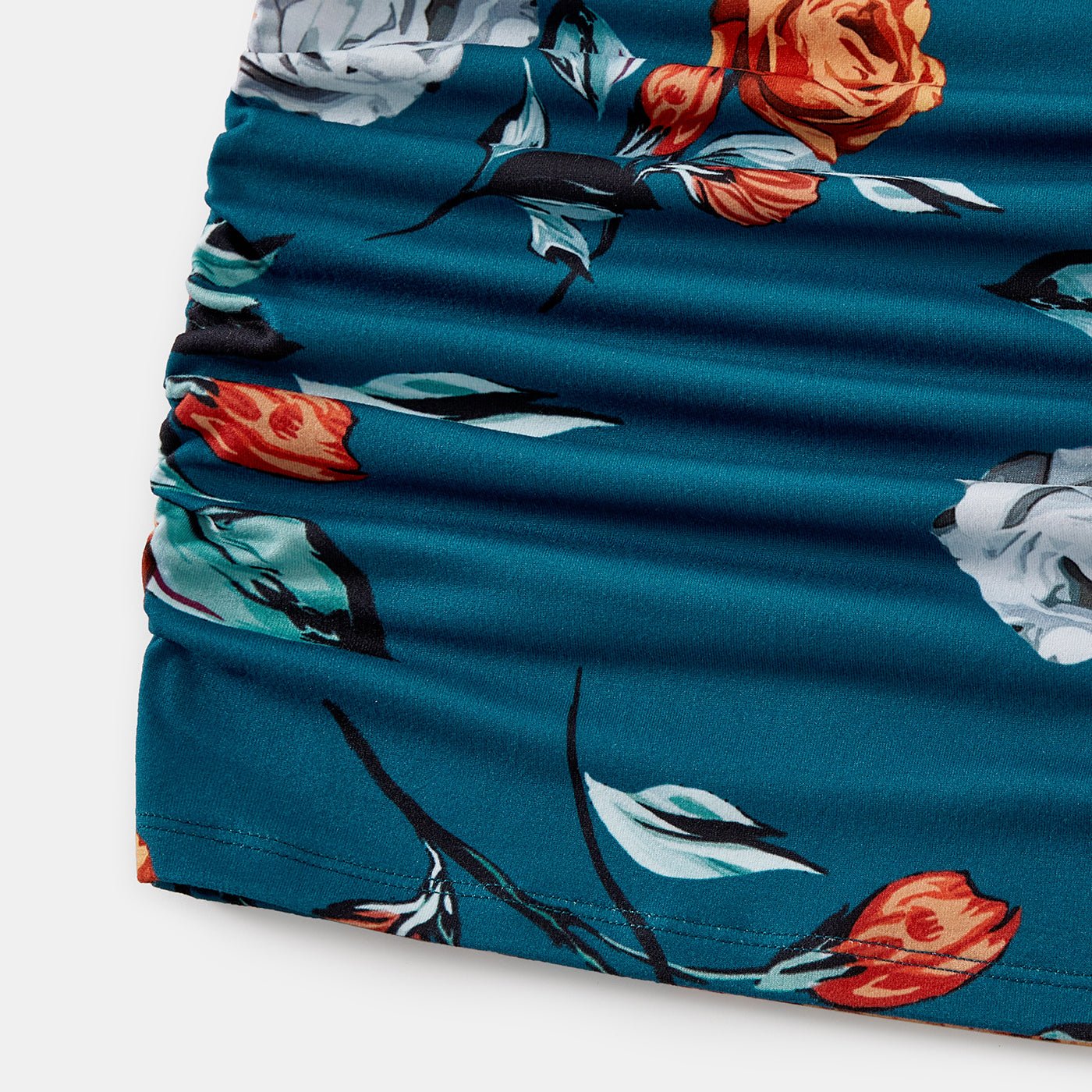 Family Matching Allover Floral Print Drawstring Ruched Bodycon Cami Dresses and Short-sleeve Spliced T-shirts Sets - 20610083