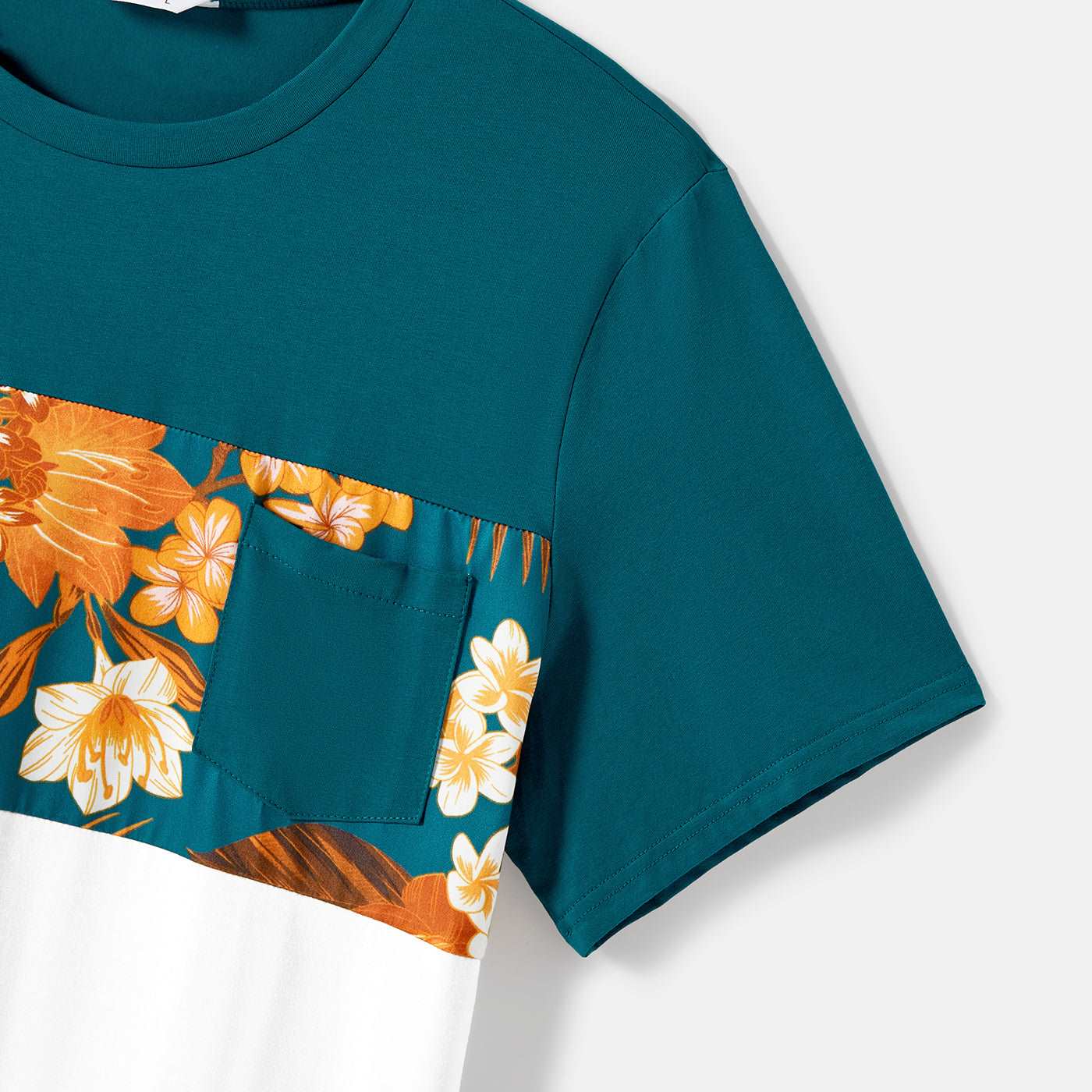 Family Matching Allover Floral Print Drawstring Ruched Bodycon Cami Dresses and Short-sleeve Spliced T-shirts Sets - 20610083
