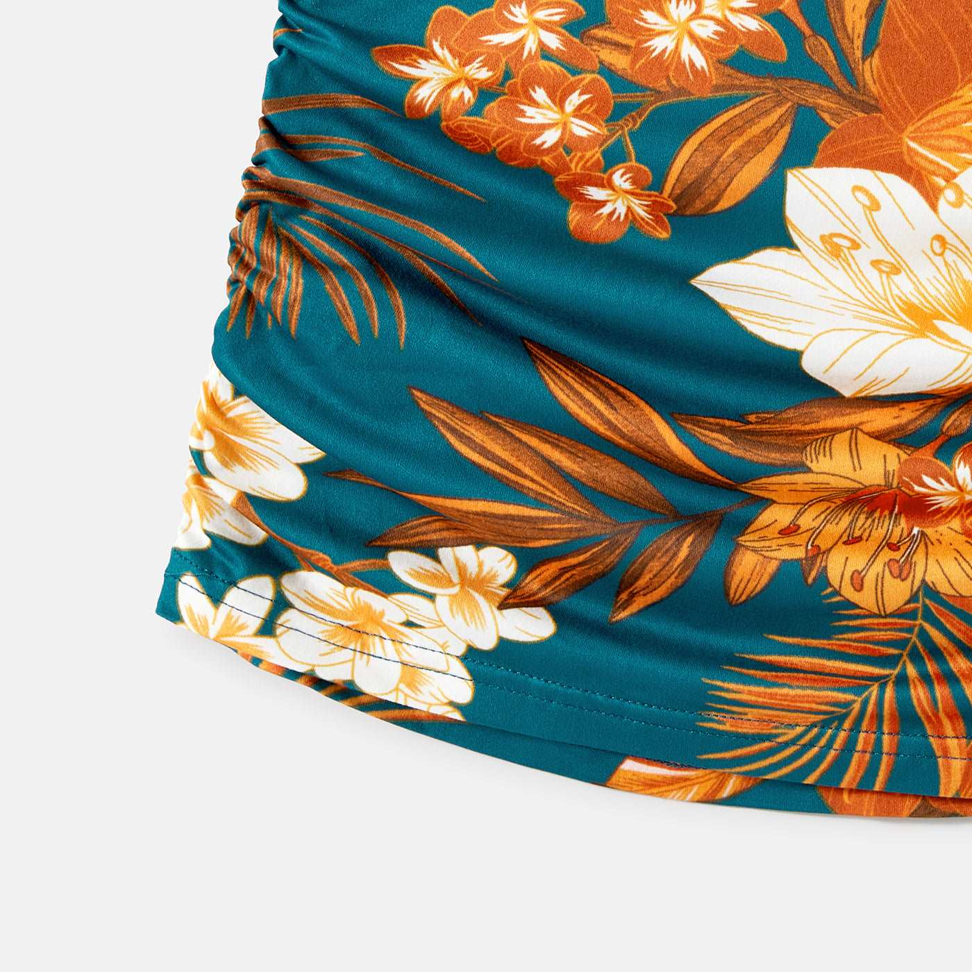 Family Matching Allover Floral Print Drawstring Ruched Bodycon Cami Dresses and Short-sleeve Spliced T-shirts Sets - 20610083