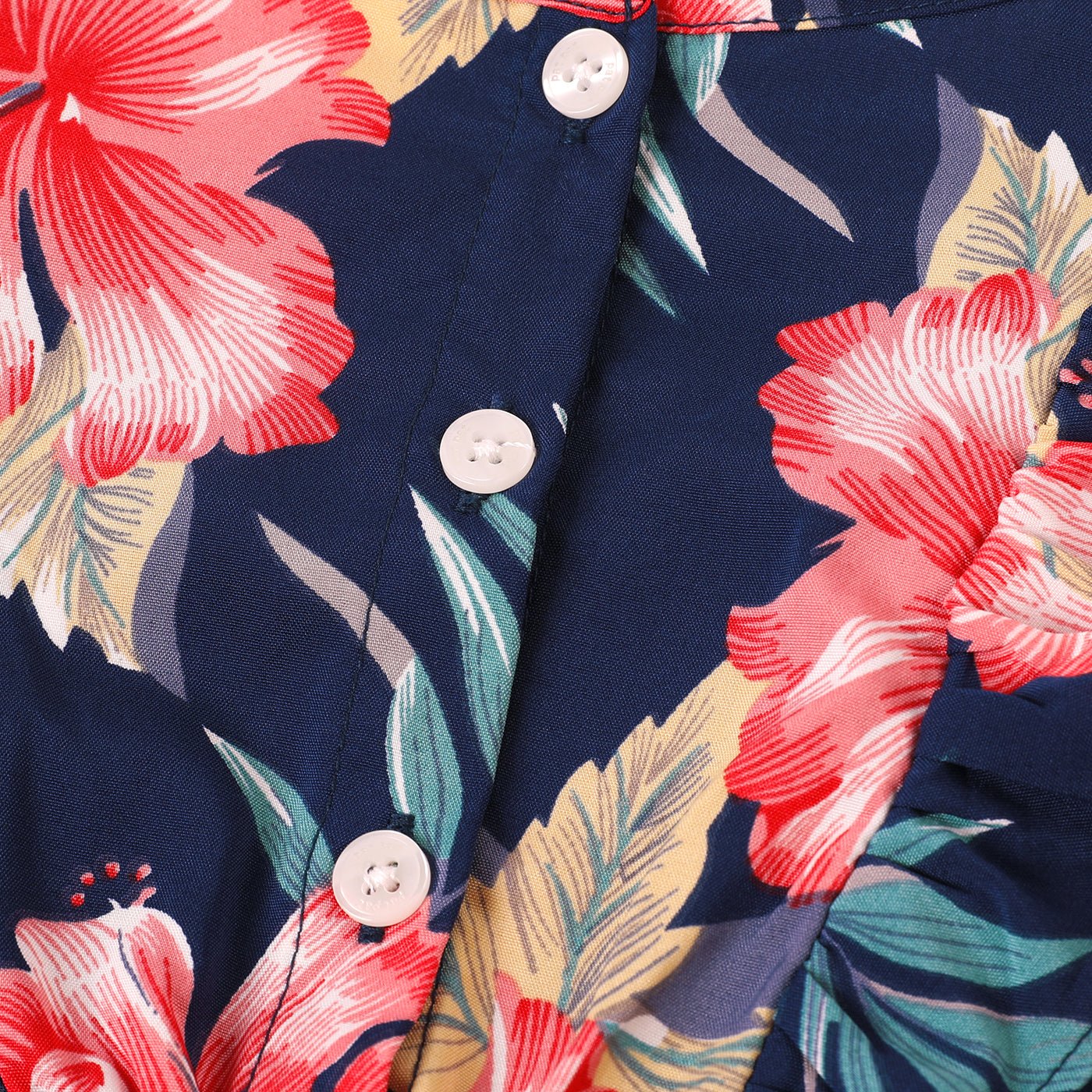 Family Matching Allover Floral Print Halterneck Dresses and Short-sleeve Shirts Sets - 20644460