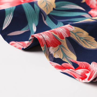 Family Matching Allover Floral Print Halterneck Dresses and Short-sleeve Shirts Sets - 20644460