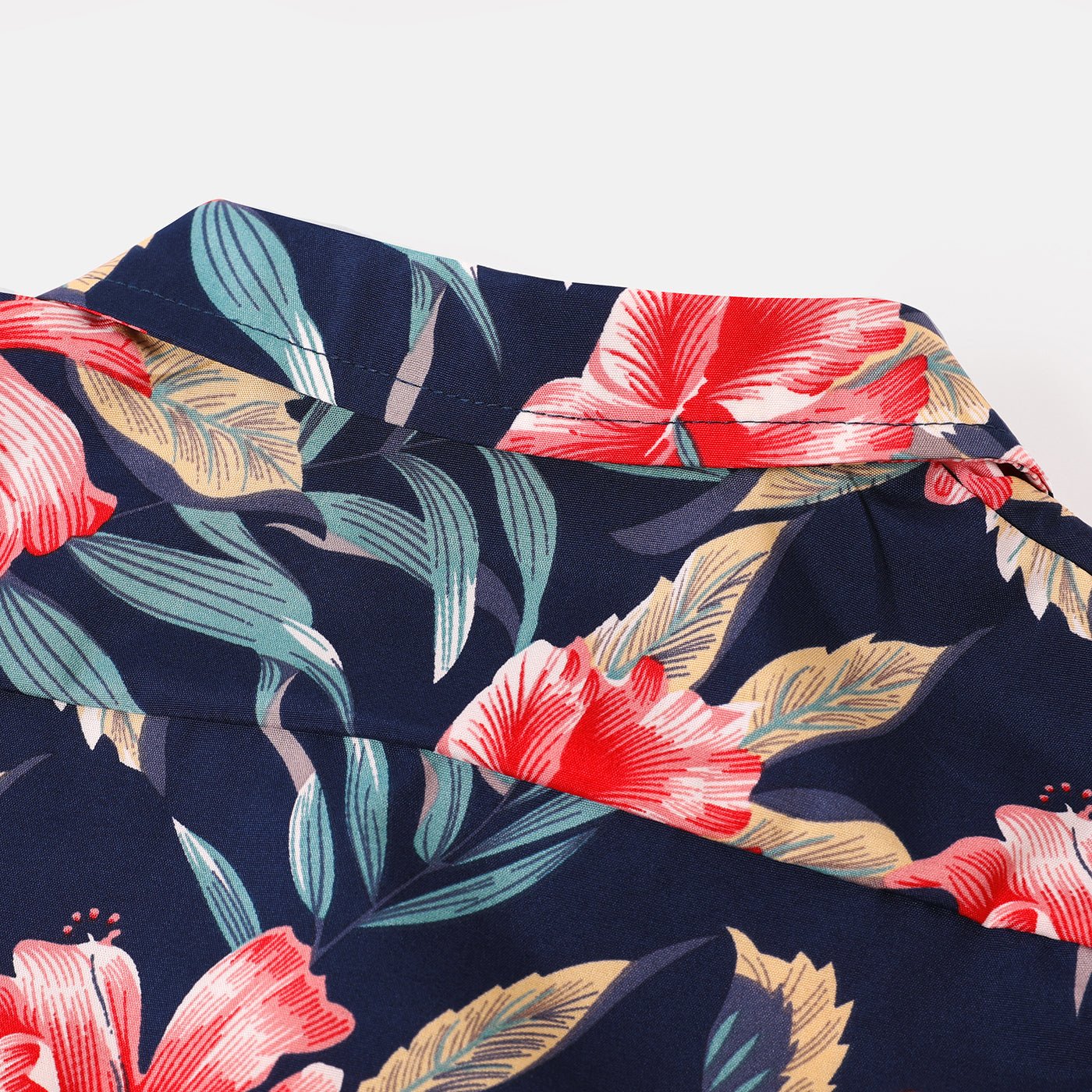 Family Matching Allover Floral Print Halterneck Dresses and Short-sleeve Shirts Sets - 20644460